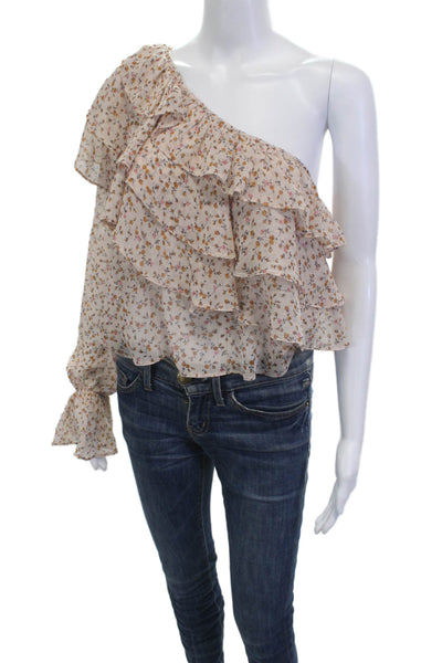 Zara Trafaluc Women Beige Floral Bohemian Long Sleeve Blouse Size L