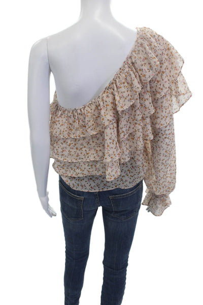 Zara Trafaluc Women Beige Floral Bohemian Long Sleeve Blouse Size L