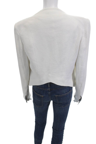 Helmut Lang Women White Motorcycle Jacket Buckle Designer Rayon Size 10