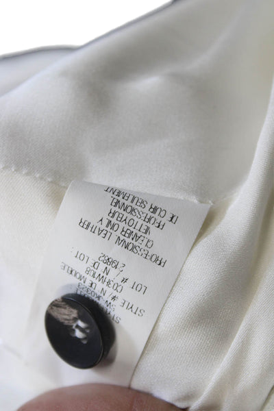 Helmut Lang Women White Motorcycle Jacket Buckle Designer Rayon Size 10
