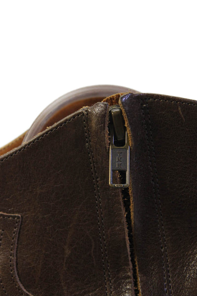 Isabel Marant Womens Side Zip Block Heel Leather Booties Brown Size 38