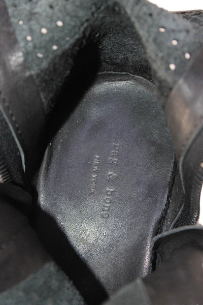Rag & Bone Womens Side Zip Block Heel Peep Toe Booties Black Leather Size 38.5