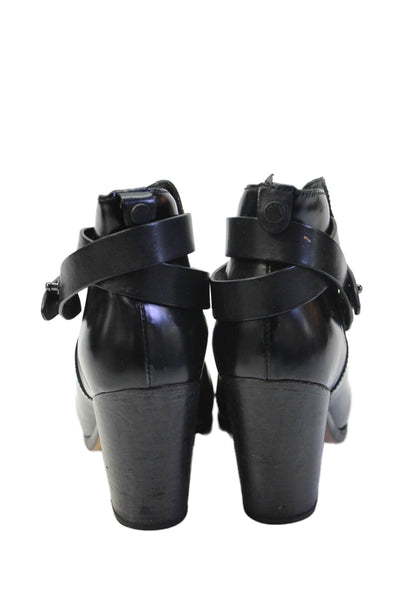 Rag & Bone Womens Block Heel Cap Toe Leather Booties Black Size 38.5
