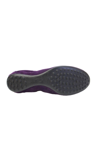 Tods Womens Suede Knot Detail Slip On Flat Driving Shoes Purple Size 8