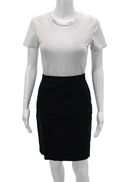 J Crew Women Straight Pencil Skirt Black Cotton Petite Size 2