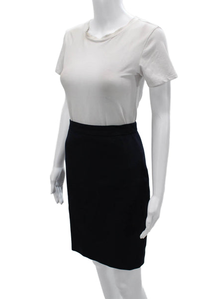 J Crew Women Straight Pencil Skirt Black Cotton Petite Size 2