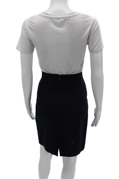 J Crew Women Straight Pencil Skirt Black Cotton Petite Size 2