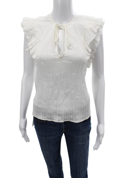 Ramy Brook Womens White Cotton Sleeveless Boho Blouse Size 2XS