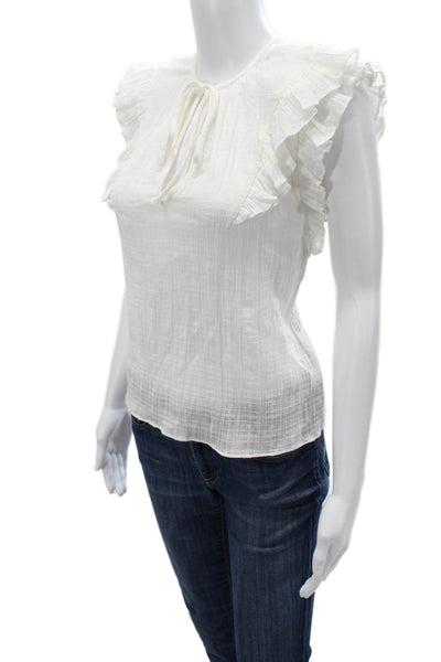 Ramy Brook Womens White Cotton Sleeveless Boho Blouse Size 2XS