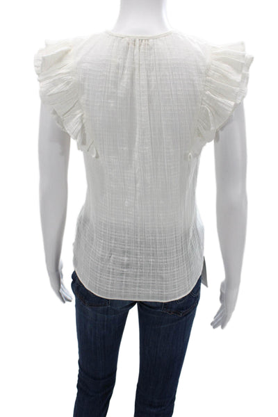 Ramy Brook Womens White Cotton Sleeveless Boho Blouse Size 2XS