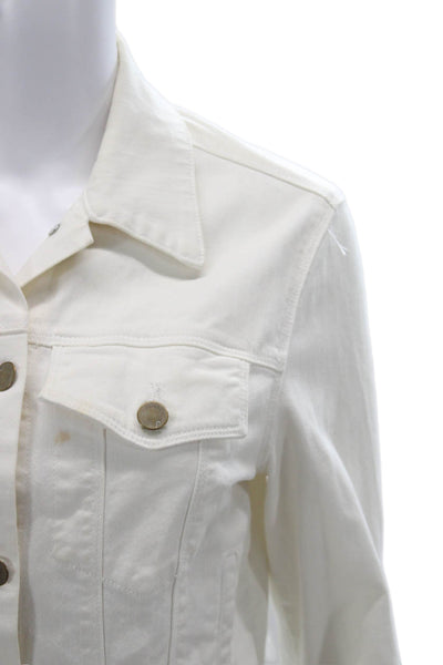 J Brand Women Classic White Collared Button Cotton Blend Jacket Size S