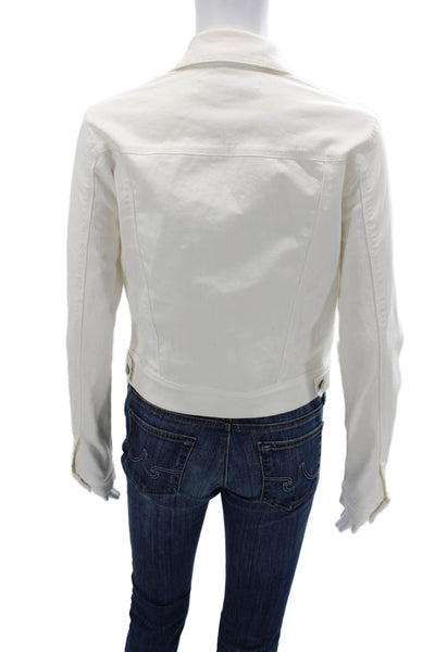 J Brand Women Classic White Collared Button Cotton Blend Jacket Size S