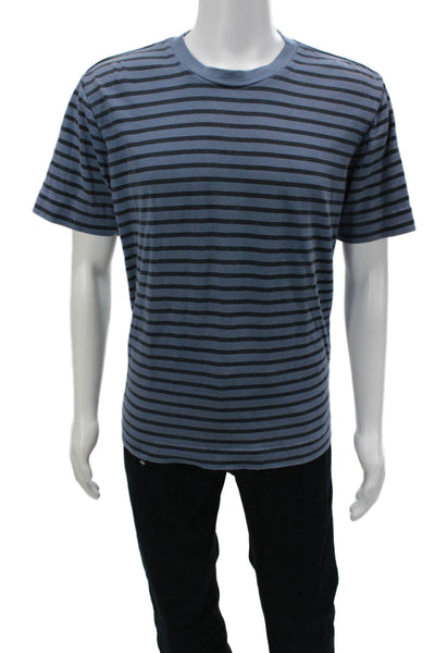 Joes Mens Blue Striped Cotton Crew Neck Short Sleeve T-Shirt Size L