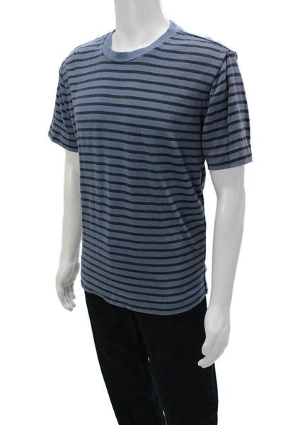 Joes Mens Blue Striped Cotton Crew Neck Short Sleeve T-Shirt Size L