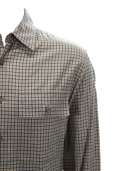 BOSS Mens Beige Checked Point Collar Button-Up Long Sleeve Shirt Size M