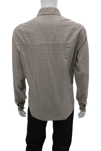 BOSS Mens Beige Checked Point Collar Button-Up Long Sleeve Shirt Size M