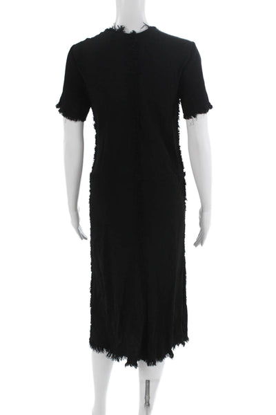 Raquel Allegra Womens Shift Dress Black Short Sleeve Crew Neck Rayon Size 1