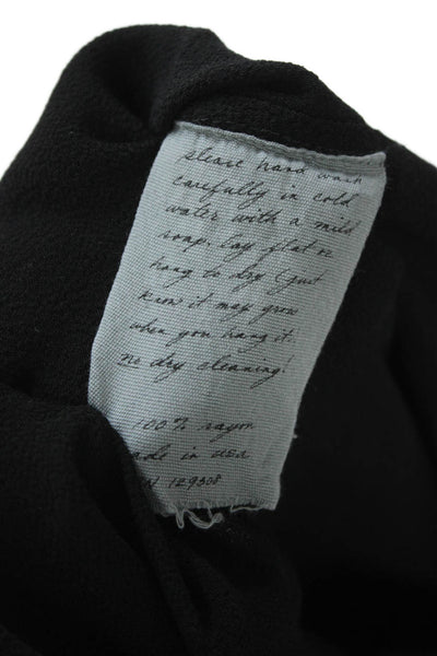 Raquel Allegra Womens Shift Dress Black Short Sleeve Crew Neck Rayon Size 1