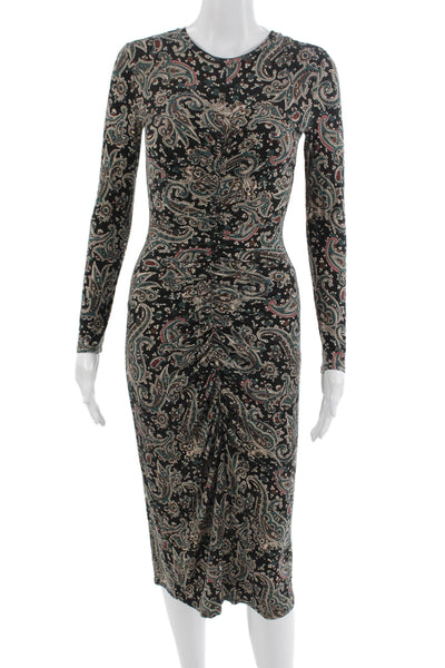 Joie Womens Bodycon Sheath Long Black Paisley Dress Size XS