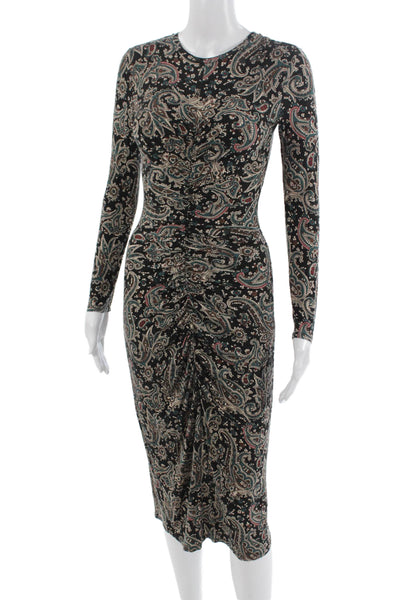 Joie Womens Bodycon Sheath Long Black Paisley Dress Size XS