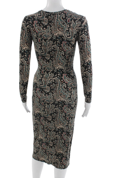 Joie Womens Bodycon Sheath Long Black Paisley Dress Size XS