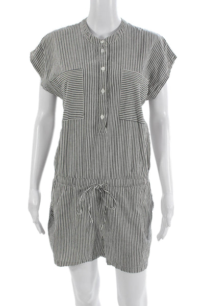 Michael Stars Womens Striped Short Sleeve Jumpsuit Romper Black Size S