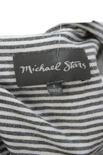 Michael Stars Womens Striped Short Sleeve Jumpsuit Romper Black Size S