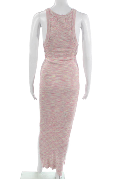 Allison Women Maxi Tank Dress Pink Sleeveless Crew Neck Beach Size S