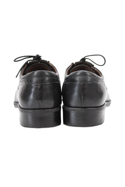 Johnston & Murphy Mens Leather Square Toe Lace-Up Oxford Shoes Black Size 10.5