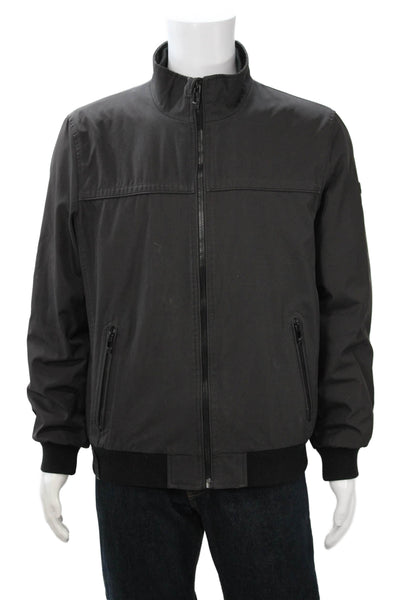 Calvin Klein Mens Bomber Jacket Black Zip High Neck Size M