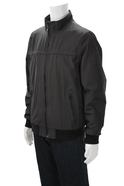 Calvin Klein Mens Bomber Jacket Black Zip High Neck Size M