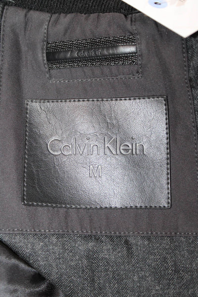 Calvin Klein Mens Bomber Jacket Black Zip High Neck Size M