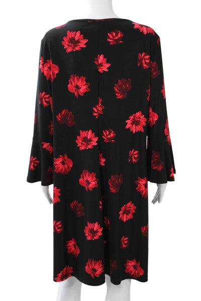 Marc New York Womens Black Floral Shift Dress 3/4 Sleeve Above Knee Size 18