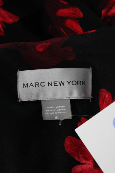 Marc New York Womens Black Floral Shift Dress 3/4 Sleeve Above Knee Size 18