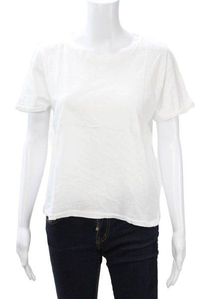 Ragdoll Women Basic White Pima Cotton Crew Neck Short Sleeve T-Shirt Size L