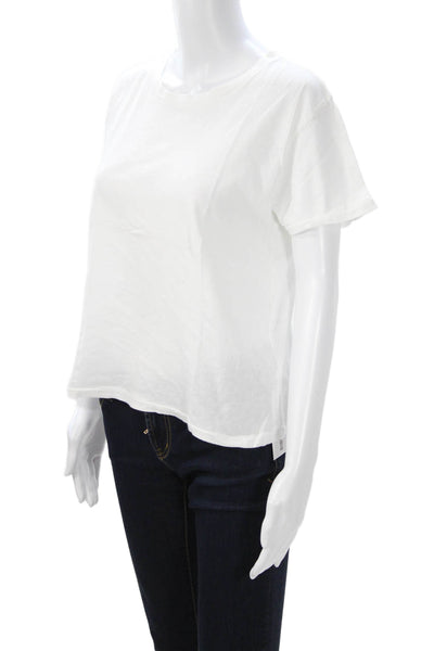Ragdoll Women Basic White Pima Cotton Crew Neck Short Sleeve T-Shirt Size L