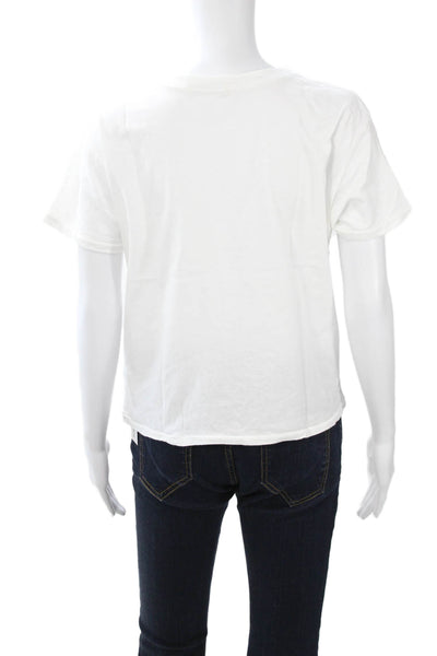Ragdoll Women Basic White Pima Cotton Crew Neck Short Sleeve T-Shirt Size L