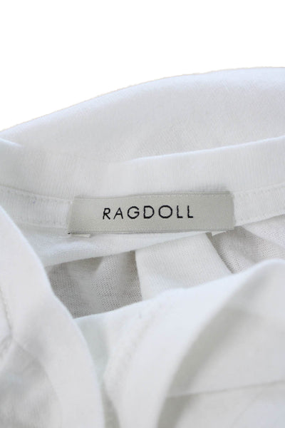 Ragdoll Women Basic White Pima Cotton Crew Neck Short Sleeve T-Shirt Size L