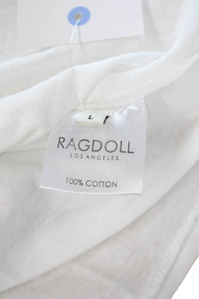 Ragdoll Women Basic White Pima Cotton Crew Neck Short Sleeve T-Shirt Size L