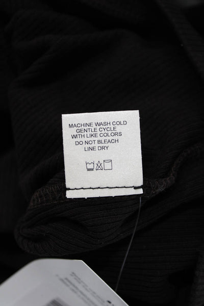 Lanston Womens Cropped Black Cotton Blend Long Sleeve Button Top 90s Size L