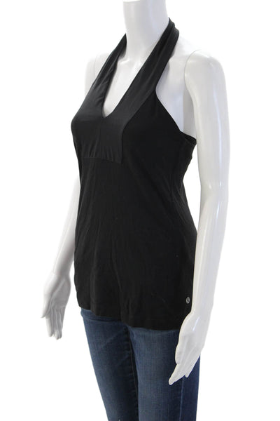 Lululemon Women Sleeveless Black Tank Polyester Blend Solid Designer Size 8