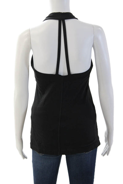 Lululemon Women Sleeveless Black Tank Polyester Blend Solid Designer Size 8