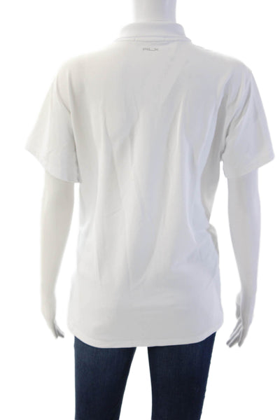 RLX Ralph Lauren Mens White Collared Short Sleeve Polo Polyester Size XL