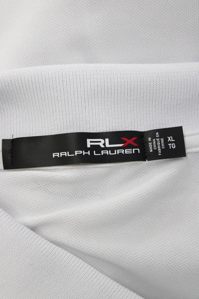 RLX Ralph Lauren Mens White Collared Short Sleeve Polo Polyester Size XL