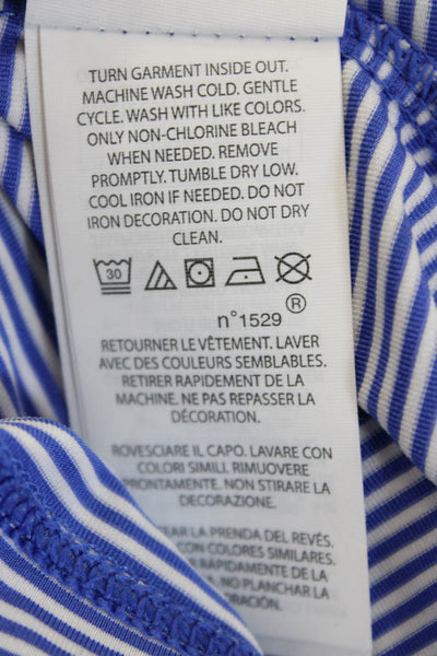 RLX Ralph Lauren Womens Blue Striped Collared Short Sleeve Polo Size M