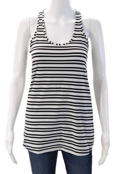 Lululemon Womens Black Striped Nylon Basic Sleeveless Tank Round Neck Size 10