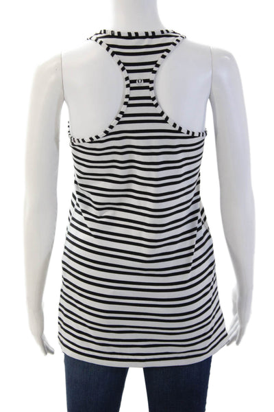 Lululemon Womens Black Striped Nylon Basic Sleeveless Tank Round Neck Size 10