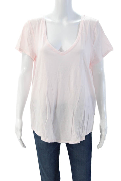 Lululemon Womens Basic V-Neck Pink Short Sleeve T-Shirt Size 12