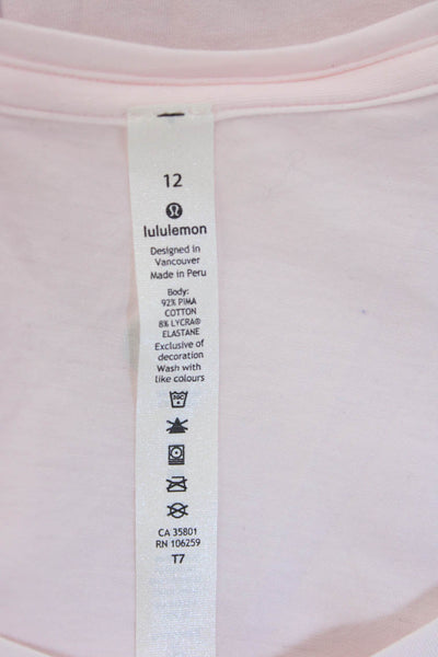 Lululemon Womens Basic V-Neck Pink Short Sleeve T-Shirt Size 12