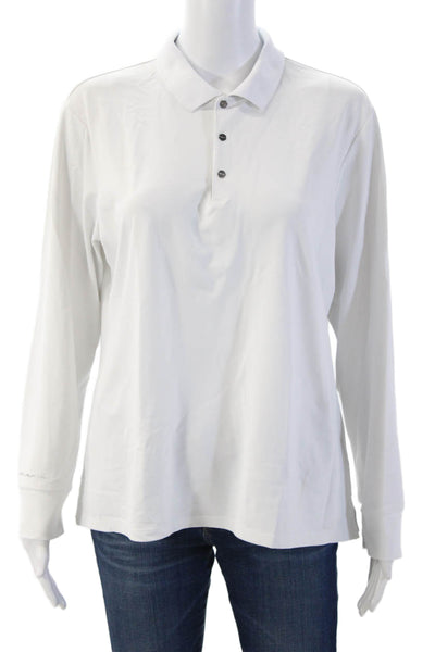 RLX Ralph Lauren Womens Basic Polo Collared Long Sleeve White Size L